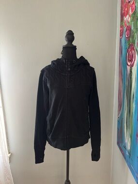 Lululemon fireside cable knit scuba hoodie full zip jacket black size 10